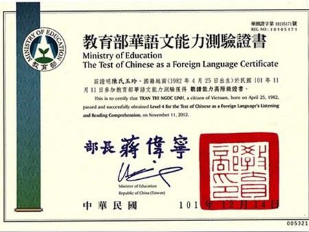 Chứng chỉ TOCFL là chứng chỉ bắt buộc để xin visa du học Đài Loan